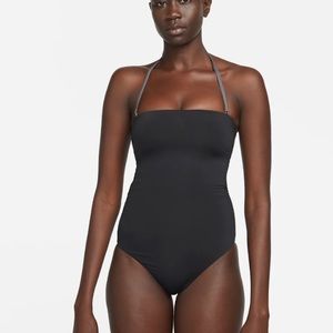 Nike Women's Solid Lace-up Bandeau One Piece Swimsuit